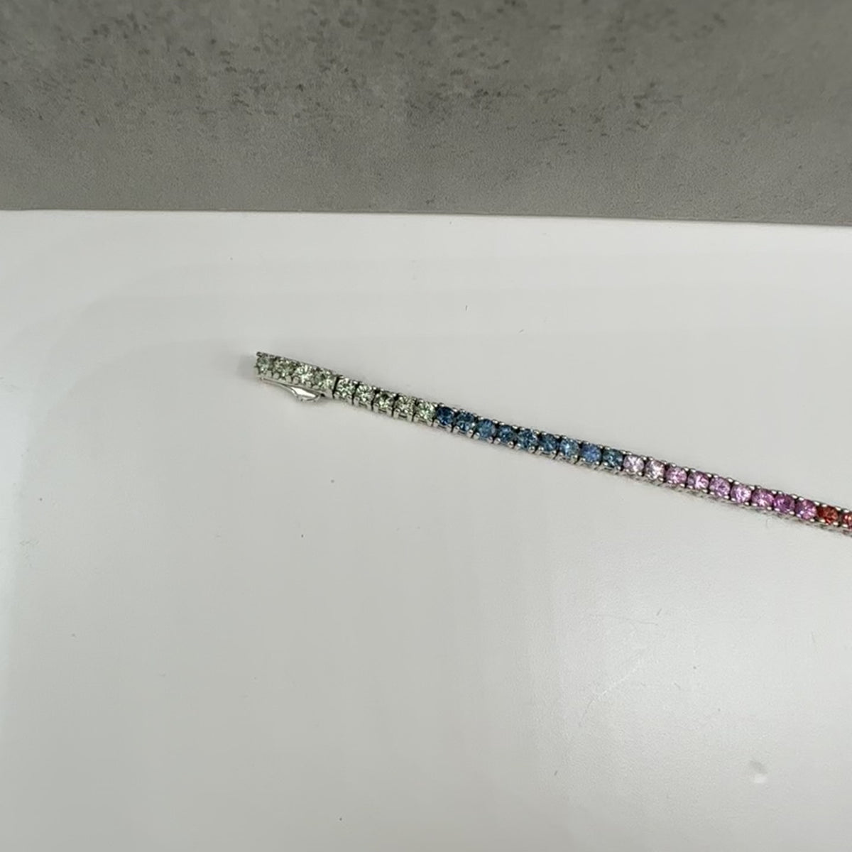 Rainbow Sapphire Tennis Bracelet Sterling Silver 3.60ct 7.5in New