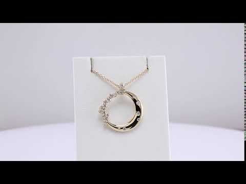 14K Yellow 1/4 CTW Natural Diamond Crescent Moon 16-18" Necklace
