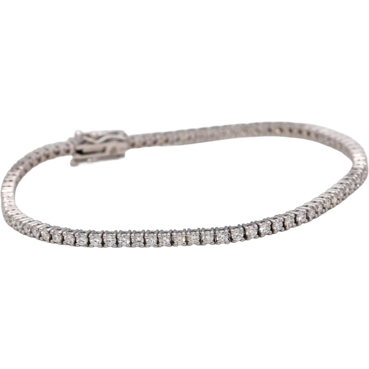14K White Gold Natural Diamond Tennis Bracelet 2.10ct GH VS SI 7in