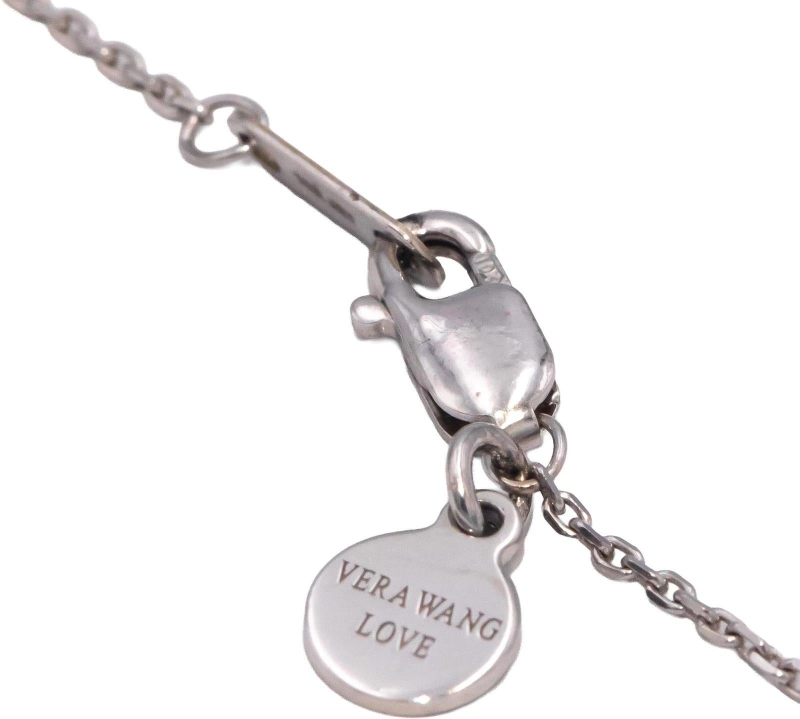 VERA WANG LOVE 10k White Gold Round Diamond Double Circle Pendant Necklace .50CT