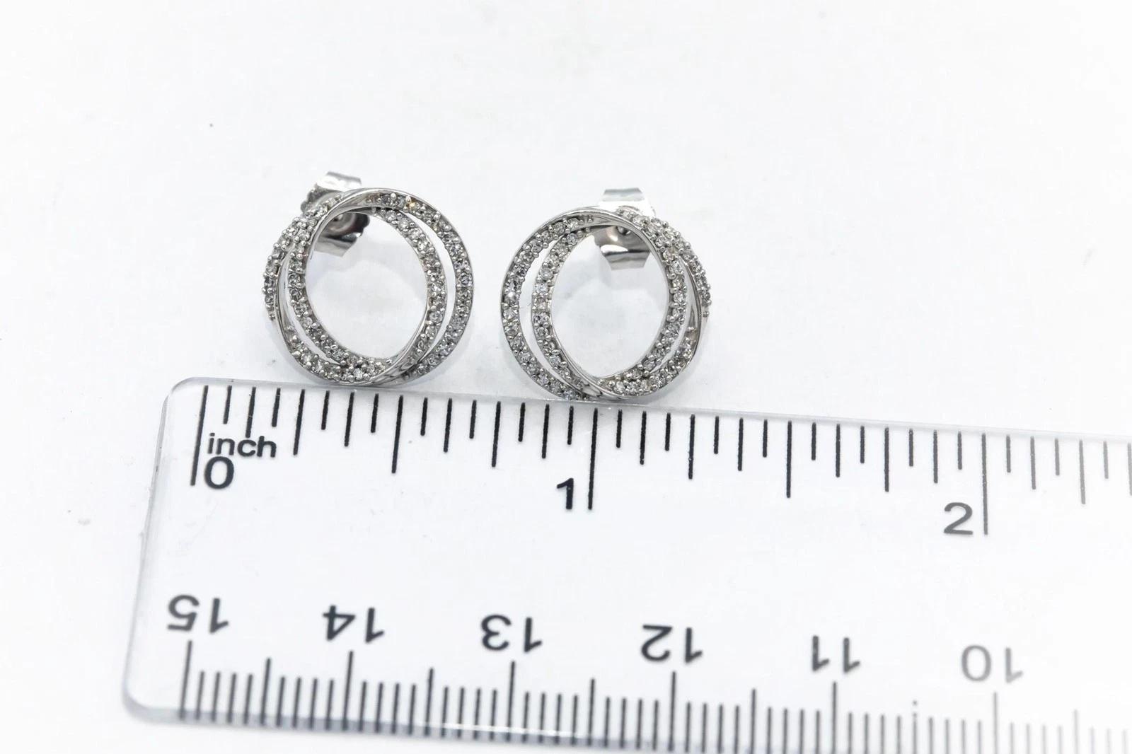 VERA WANG LOVE Round Diamond 10k White Gold Double Circle Stud Earrings 0.34CT