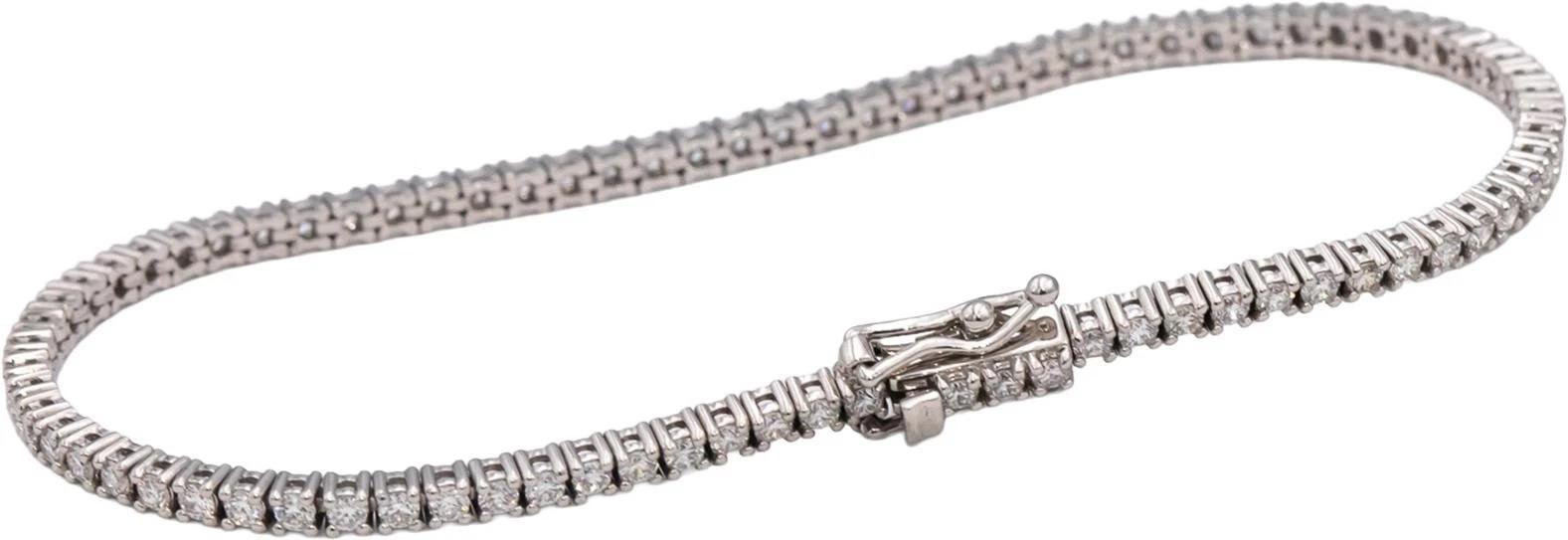 14K White Gold Natural Diamond Tennis Bracelet 2.10ct GH VS SI 7in
