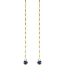 Load image into Gallery viewer, 14K Yellow Natural Blue Sapphire Chain Earrings
