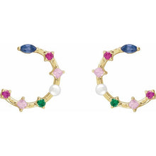 Load image into Gallery viewer, 14K Rose Pearl &amp; Natural Multi-Gemstone Earrings

