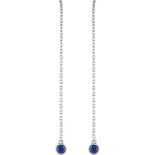 Load image into Gallery viewer, 14K White Natural Blue Sapphire Chain Earrings
