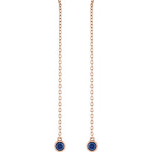 Load image into Gallery viewer, 14K Rose Natural Blue Sapphire Chain Earrings
