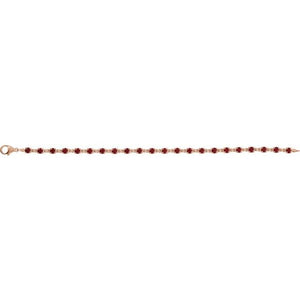 14K Rose Natural Mozambique Garnet 7 1/4" Line Bracelet