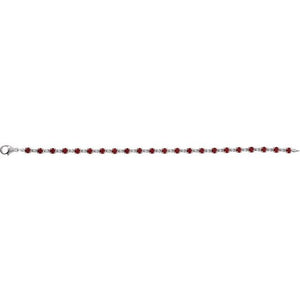 14K White Natural Mozambique Garnet 7 1/4" Line Bracelet