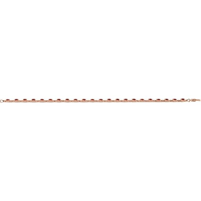 14K Rose Natural Mozambique Garnet 7 1/4" Line Bracelet