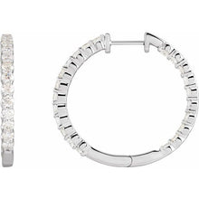 Load image into Gallery viewer, 14K White 3 CTW Natural Diamond Inside-Outside Hinged 30 mm Hoop Earrings
