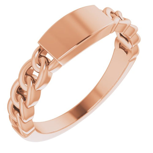 14K Rose Engravable Chain Link Ring