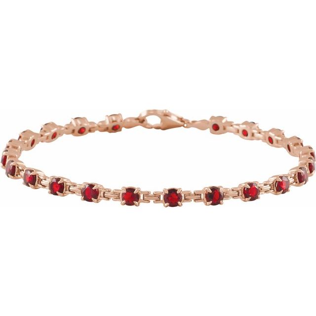 14K Rose Natural Mozambique Garnet 7 1/4" Line Bracelet