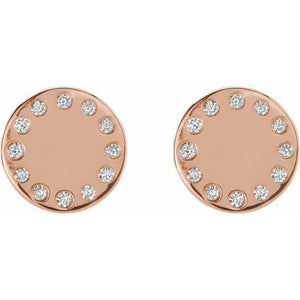 14K Rose .05 CTW Natural Diamond Full Moon Phase Earring