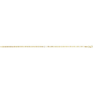 14K Yellow .06 CT Natural Diamond Bezel-Set Link 7 1/2" Bracelet