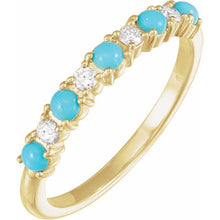 Load image into Gallery viewer, 14K Rose Natural Turquoise &amp; 1/8 CTW Natural Diamond Ring
