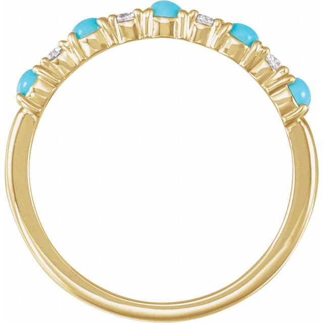 14K Rose Natural Turquoise & 1/8 CTW Natural Diamond Ring