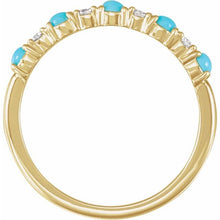 Load image into Gallery viewer, 14K Rose Natural Turquoise &amp; 1/8 CTW Natural Diamond Ring

