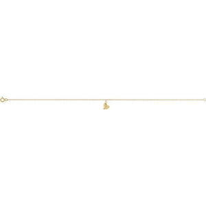 14K Yellow Heart 9" Anklet