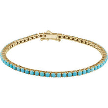 Load image into Gallery viewer, 14K Yellow Natural Turquoise Line 7 1/4&quot; Bracelet

