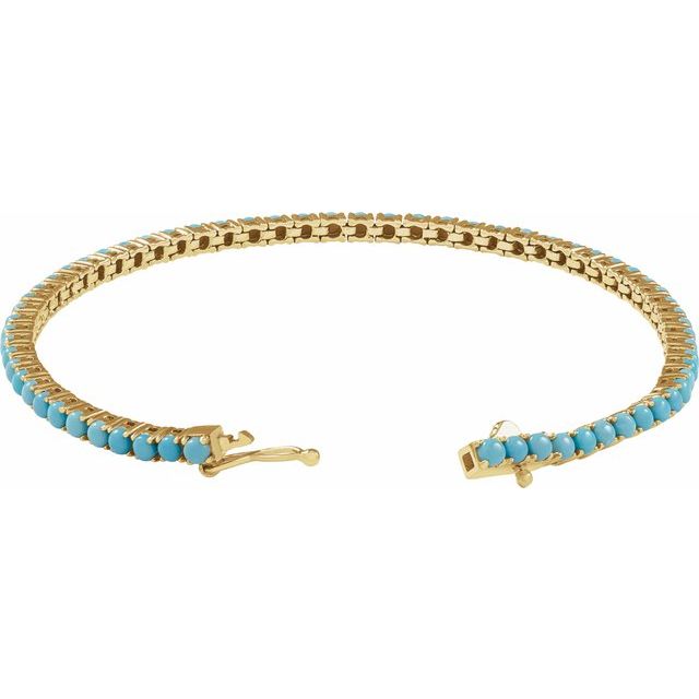 14K Yellow Natural Turquoise Line 7 1/4" Bracelet