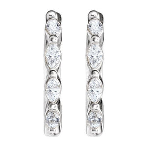 14K White 1/6 CTW Natural Diamond 12 mm Hoop Earrings