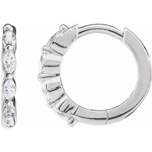 14K White 1/6 CTW Natural Diamond 12 mm Hoop Earrings
