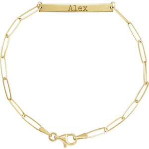 14K Yellow Engravable Bar 7" Bracelet