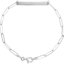 Load image into Gallery viewer, 14K White Engravable Bar 7&quot; Bracelet
