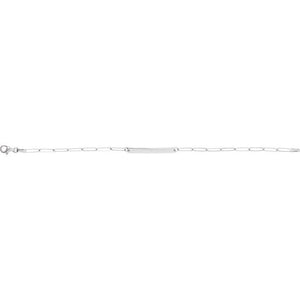 14K White Engravable Bar 7" Bracelet