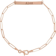 Load image into Gallery viewer, 14K Rose Engravable Bar 7&quot; Bracelet
