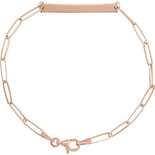 Load image into Gallery viewer, 14K Rose Engravable Bar 7&quot; Bracelet
