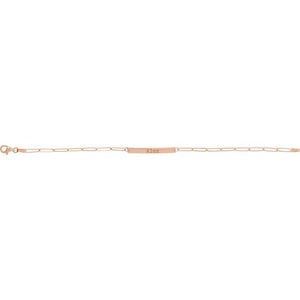 14K Rose Engravable Bar 7" Bracelet