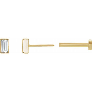 14K Yellow .05 CT Natural Diamond Press Fit Back Stud Earring