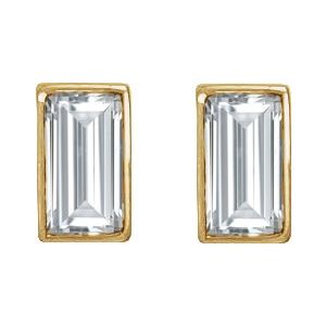 14K Yellow .05 CT Natural Diamond Press Fit Back Stud Earring