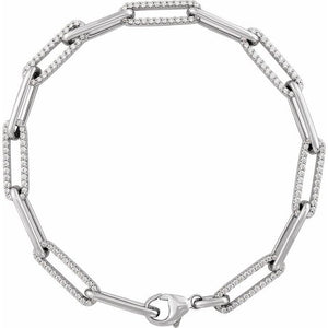 14K White 1 CTW Natural Diamond Link 7" Bracelet