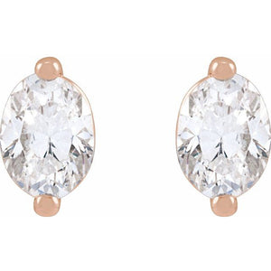 Oval Diamond Stud Earrings