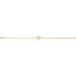 14K Yellow Engravable Heart 7" Bracelet