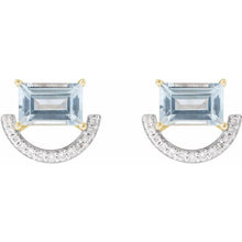 Load image into Gallery viewer, 14K Yellow/White Natural Sky Blue Topaz &amp; 3/4 CTW Natural Diamond Earrings
