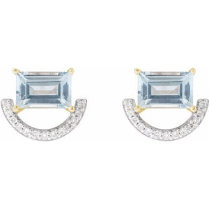 14K Yellow/White Natural Sky Blue Topaz & 3/4 CTW Natural Diamond Earrings
