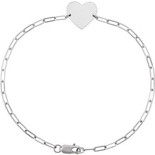 Load image into Gallery viewer, 14K White Engravable Heart 7&quot; Bracelet
