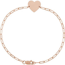 Load image into Gallery viewer, 14K Rose Engravable Heart 7&quot; Bracelet
