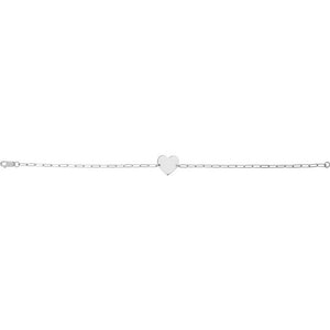 14K White Engravable Heart 7" Bracelet