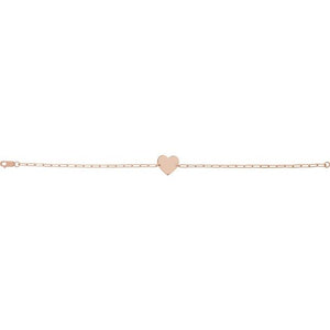 14K Rose Engravable Heart 7" Bracelet