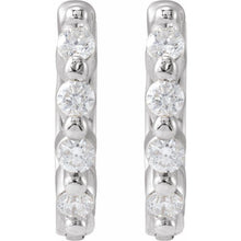 Load image into Gallery viewer, 14K White 1/10 CTW Natural Diamond 10.74 mm Hinged Hoop Earrings
