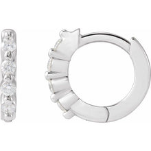 Load image into Gallery viewer, 14K White 1/10 CTW Natural Diamond 10.74 mm Hinged Hoop Earrings
