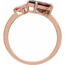 Load image into Gallery viewer, 14K Rose Natural Rhodolite Garnet &amp; Natural Pink Tourmaline Ring
