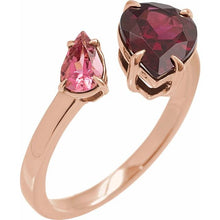 Load image into Gallery viewer, 14K Rose Natural Rhodolite Garnet &amp; Natural Pink Tourmaline Ring
