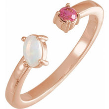 Load image into Gallery viewer, 14K Rose Natural White Opal Cabochon &amp; Natural Pink Tourmaline Negative Space Ring
