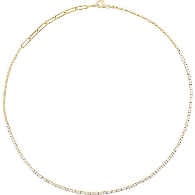 14K Yellow 3 1/5 CTW Natural Diamond Adjustable 16-18" Necklace