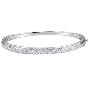 14K White 1 1/2 CTW Diamond Bangle 7" Bracelet